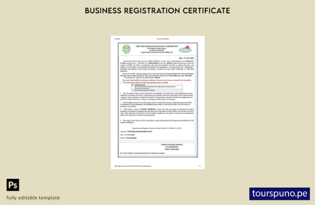 listo para imprimir India Hyderabad licencia comercial provisional Plantilla en 